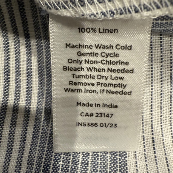 Talbots Haven Well Within Ombré Stripe Blue White Linen Shirt Dress - Picture 8 of 8